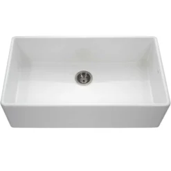 Houzer 36" Fireclay Single Bowl Farmhouse Kitchen Sink, White, Platus Series, PTG-3600 WH