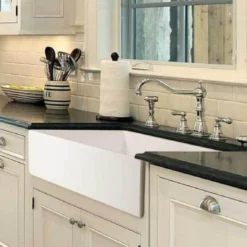 Houzer 36" Fireclay Single Bowl Farmhouse Kitchen Sink, White, Platus Series, PTG-3600 WH