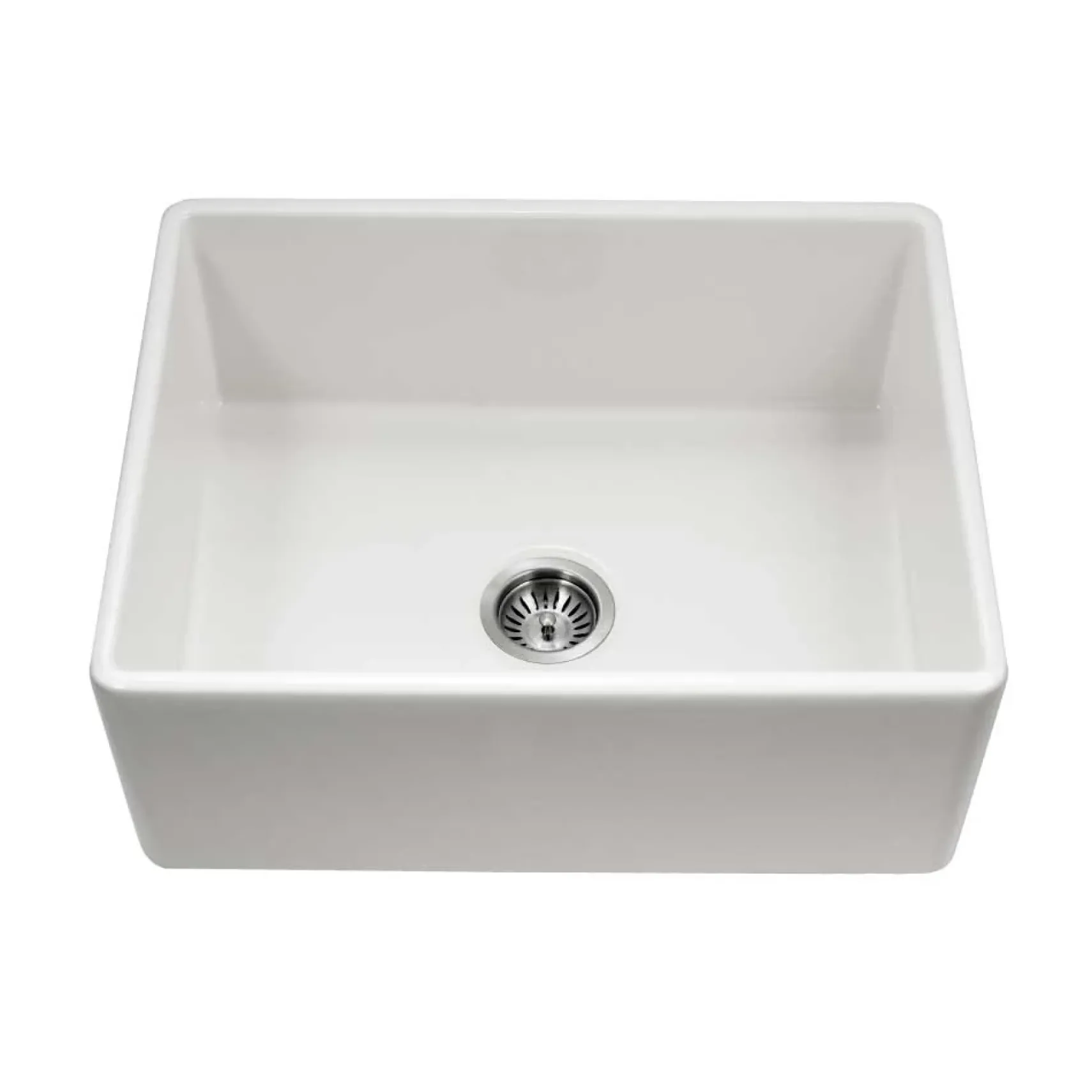 Houzer 26" Fireclay Single Bowl Farmhouse Kitchen Sink, White, Platus Series, PTS-2600 WH
