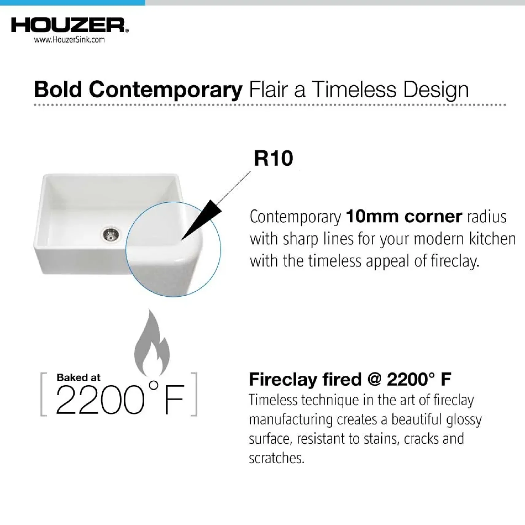 Houzer 36" Fireclay Single Bowl Farmhouse Kitchen Sink, Biscuit, Platus Series, PTG-3600 BQ