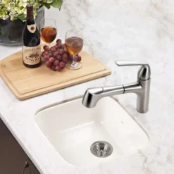Houzer 19" Fireclay Undermount Bar Sink, Biscuit, Platus Series, PTB-1919 BQ