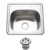 Houzer Hospitality 15" Stainless Steel Drop-in Topmount 2-hole Single Bowl Bar Sink with Strainer - 23 Gauge, 1515-6BS-C