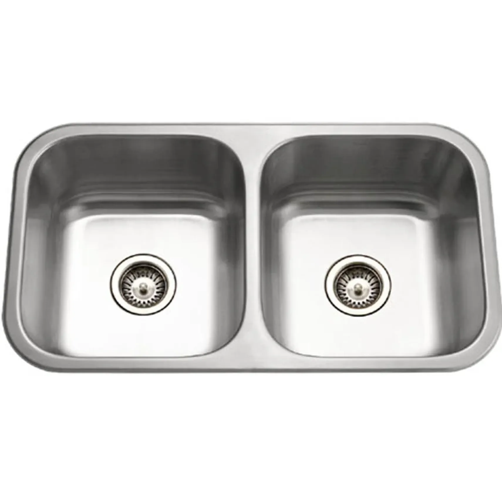 Houzer Medallion Classic 32" 50/50 Double Bowl Stainless Steel Undermount Kitchen Sink with Accessories, 18 Gauge, MD-3109-C