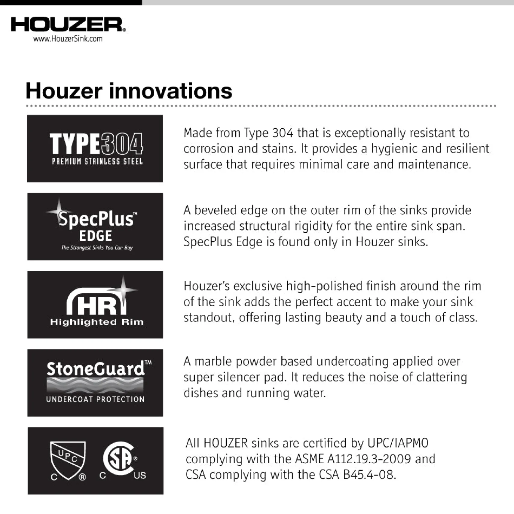 Houzer Medallion Designer 27 inch Stainless Steel Undermount Single D Bowl Kitchen Sink with Strainer- 18 Gauge, MS-2700-1