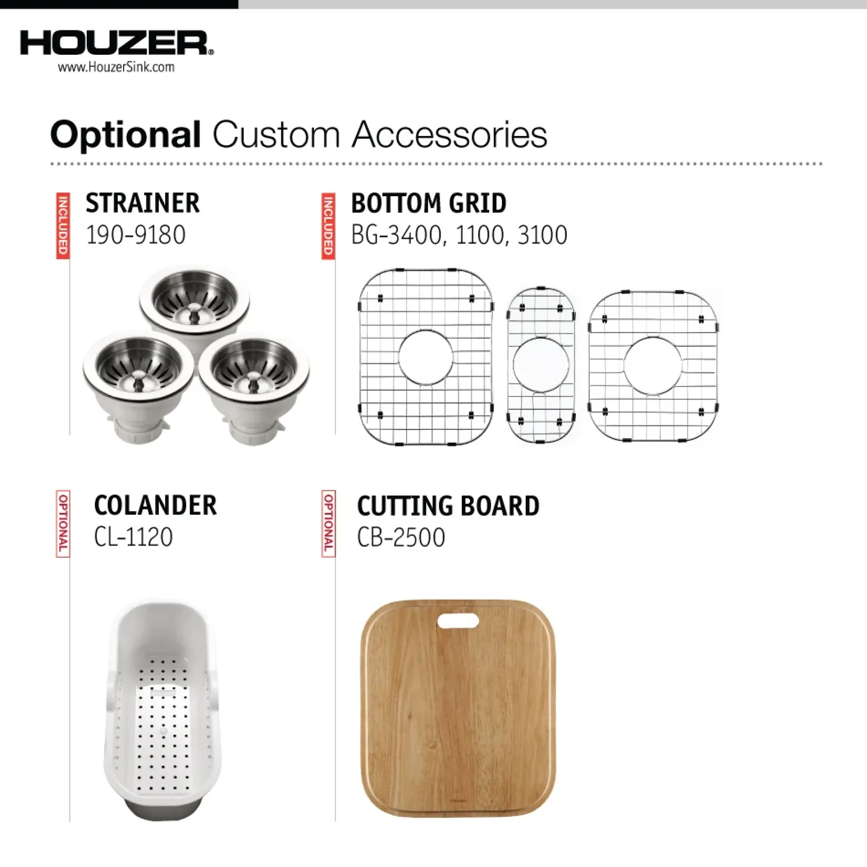 Houzer Medallion 40 inch Stainless Steel Undermount Triple Bowl Kitchen Sink with Strainers & Grids - 18 Gauge, MGT-4120-C