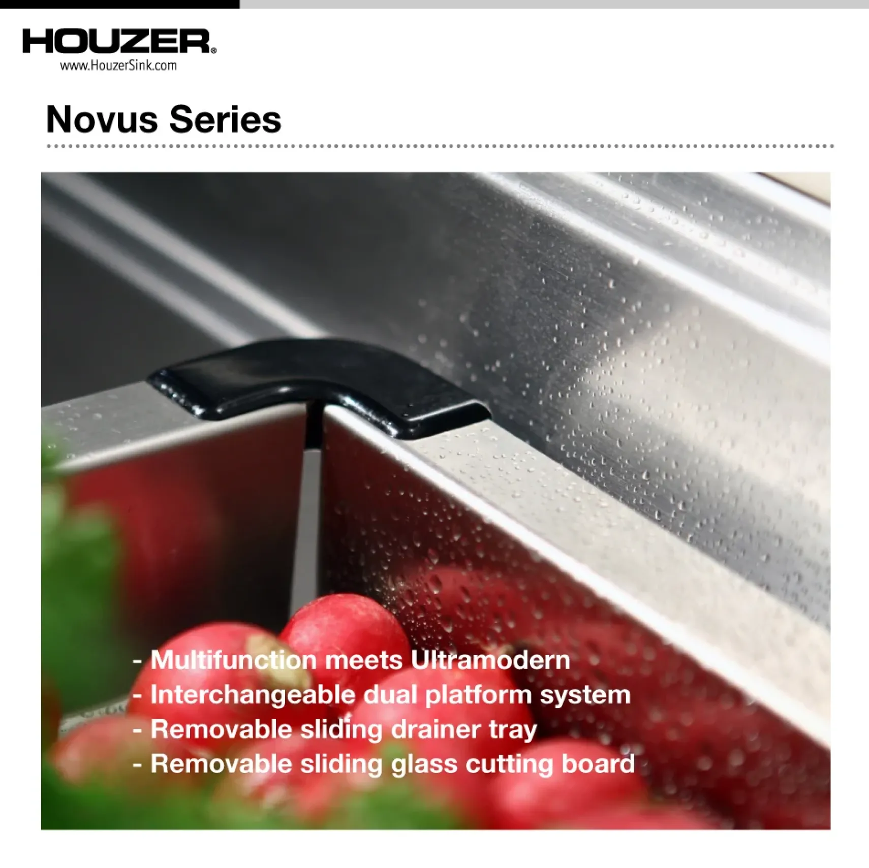 Houzer Novus 32" Stainless Steel Undermount Kitchen Sink, 18 Gauge, NVS-5200
