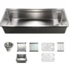 Houzer Novus 45" Workstation Kitchen Sink, 18 Gauge Stainless Steel, NVS-6500