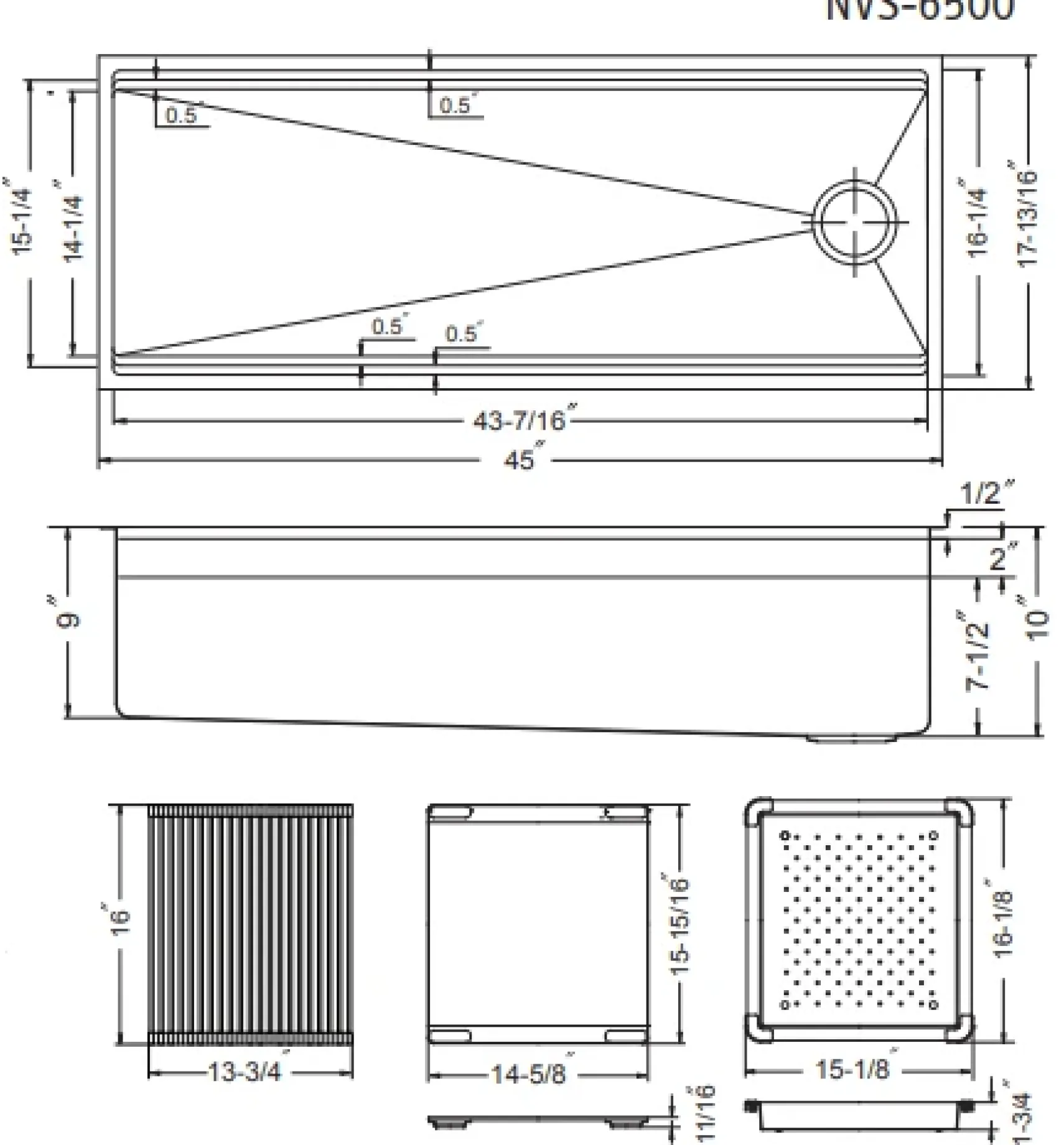Houzer Novus 45" Workstation Kitchen Sink, 18 Gauge Stainless Steel, NVS-6500