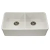 Houzer Platus 32" Fireclay 50/50 Double Bowl Undermount Kitchen Sink, Biscuit, PTU-3200 BQ-C