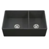 Houzer Platus 33" Fireclay Farmhouse Sink, 60/40 Double Bowl, Black, PTD-6040 BL