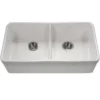 Houzer Platus 32" Fireclay 50/50 Low Divide Double Bowl Farmhouse Kitchen Sink, White, PTD-6400 WH