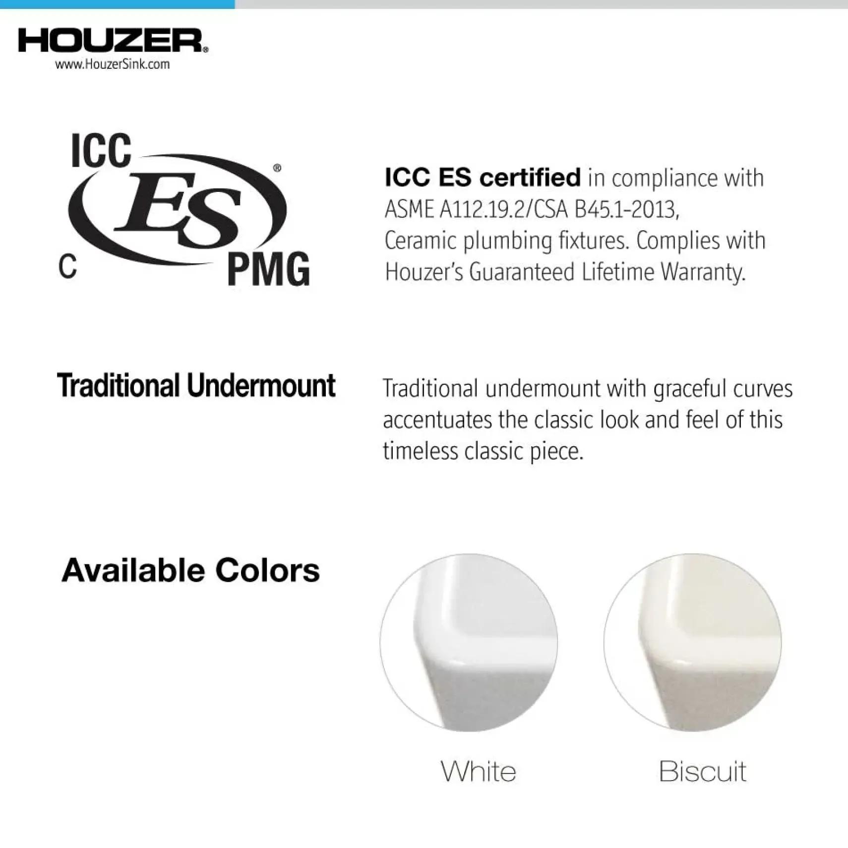 Houzer Platus 32" Fireclay 50/50 Low Divide Double Bowl Farmhouse Kitchen Sink, White, PTD-6400 WH