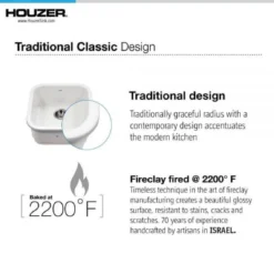 Houzer Platus 36 inch Biscuit Fireclay Apron Front Farmhouse Single Bowl Kitchen Sink - PTG-3600 BQ-C