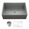 Houzer Platus 30 inch Gray Fireclay Apron Front Farmhouse Single Bowl Kitchen Sink - PTS-4100 GR-C with Basket Strainer and Basin Grid Included