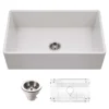 Houzer Platus 33 inch Matte White Fireclay Apron Front Farmhouse Single Bowl Kitchen Sink - PTG-4300 MWH