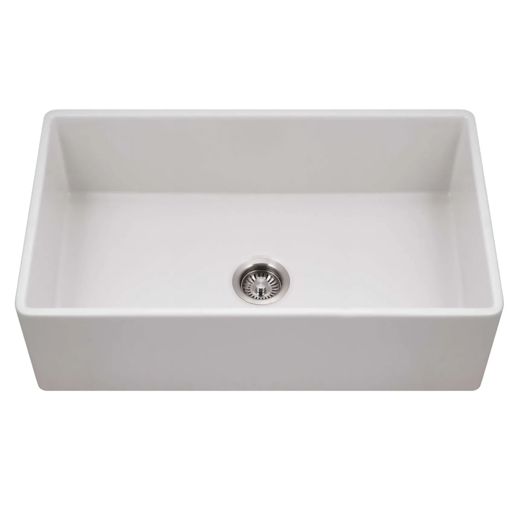 Houzer Platus 33 inch Matte White Fireclay Apron Front Farmhouse Single Bowl Kitchen Sink - PTG-4300 MWH