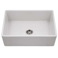 Houzer Platus 30 inch Matte White Fireclay Apron Front Farmhouse Single Bowl Kitchen Sink - PTS-4100 MWH