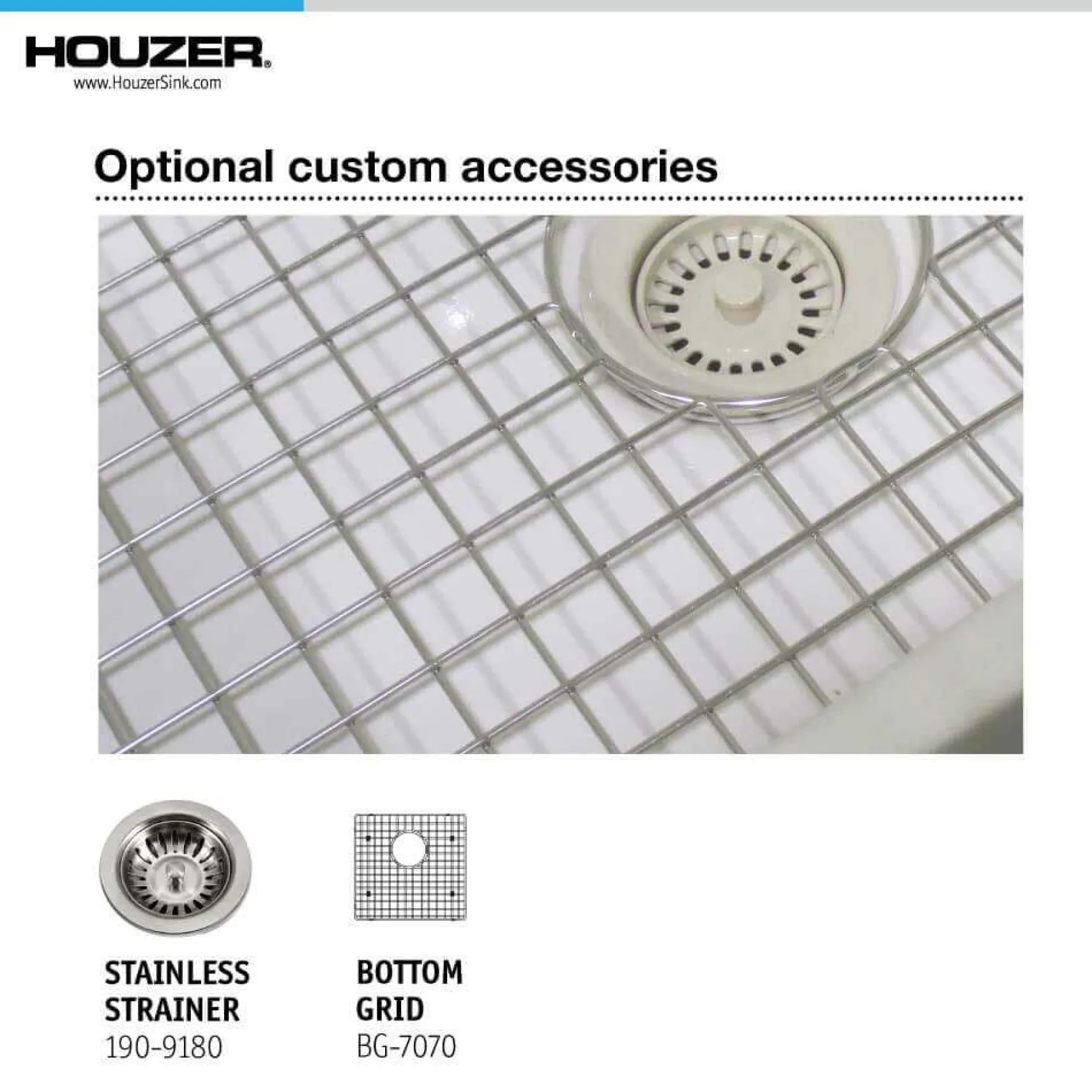 Houzer Platus 36 inch White Fireclay Apron Front Farmhouse Single Bowl Kitchen Sink with Strainer & Grid - PTG-3600 WH-C