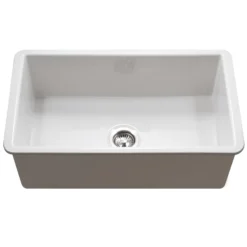 Houzer Platus 18" Undermount Fireclay Kitchen Sink, White, PTU-3600 WH