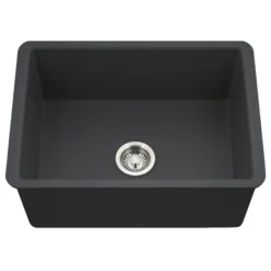 Houzer Platus 18" Undermount Fireclay Kitchen Sink, Black, PTU-2800 BL