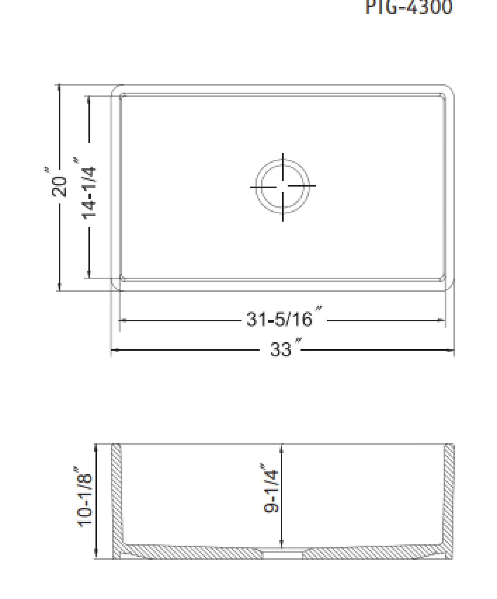Houzer Platus 33" White Farmhouse Apron Front Fireclay Kitchen Sink, PTG-4300 WH