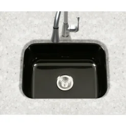 Houzer 23" Porcelain Enamel Steel Undermount Single Bowl Kitchen Sink, Black, PCS-2500 BL