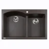 Houzer Quartztone 33" Drop In/Topmount Granite Kitchen Sink, 60/40 Double Bowl, Mocha, P-175 Mocha