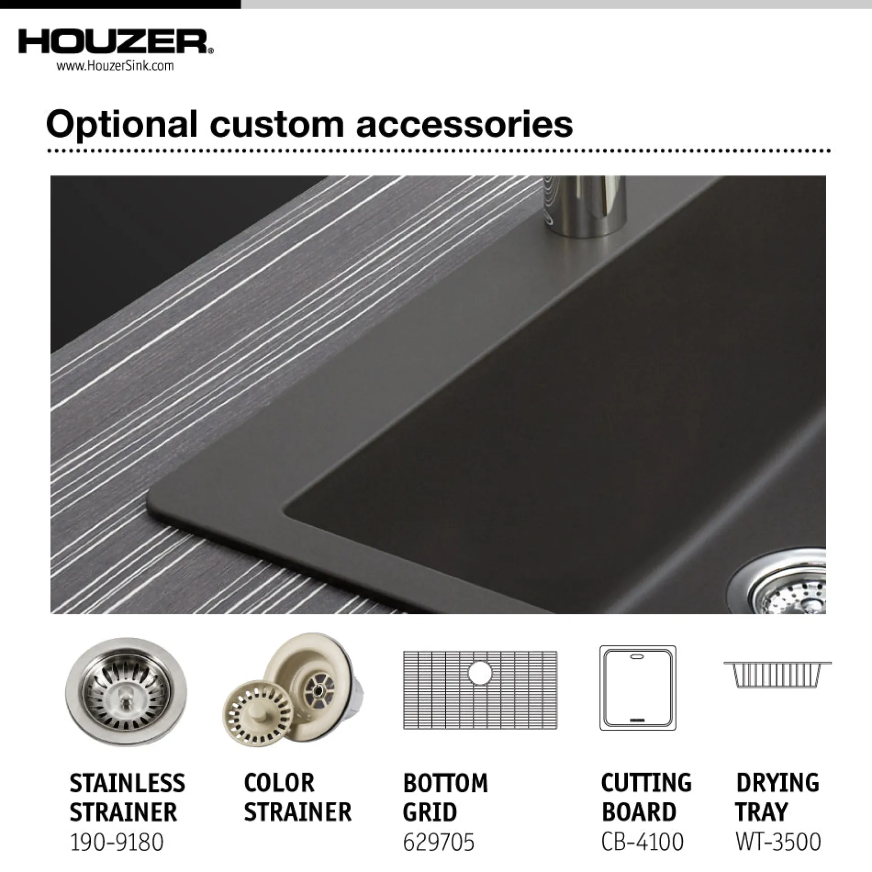 Houzer Quartztone 33" Drop In/Topmount Granite Kitchen Sink, Taupe, V-100 TAUPE