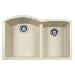 Houzer Quartztone 33 inch Linen Undermount 60/40 Double Bowl Granite Kitchen Sink - Granite Composite, P-175U LINEN