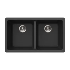 Houzer Quartztone 31 inch Midnite Granite Composite Undermount 50/50 Double Bowl Kitchen Sink - M-300U MIDNITE