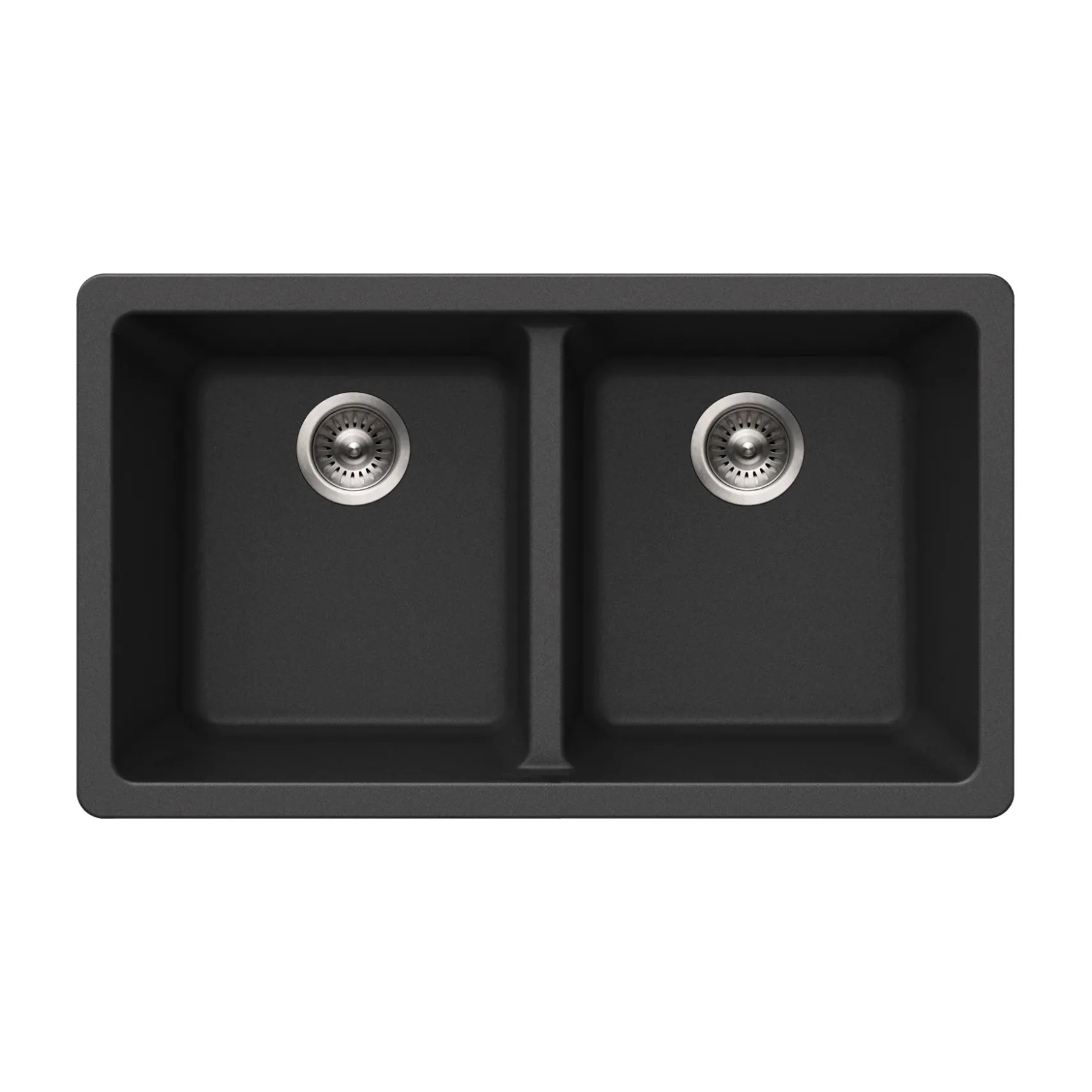 Houzer Quartztone 31 inch Midnite Granite Composite Undermount 50/50 Double Bowl Kitchen Sink - M-300U MIDNITE