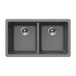 Houzer Quartztone 31 inch Slate Granite Composite Undermount 50/50 Double Bowl Kitchen Sink - M-300U SLATE