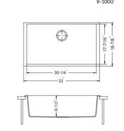 Houzer Quartztone 33 inch Thunder Granite Composite Undermount Single Bowl Kitchen Sink - V-100U THUNDER