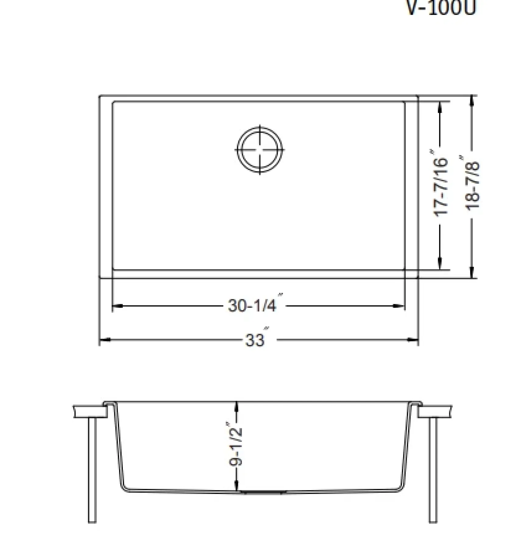 Houzer Quartztone 33 inch Thunder Granite Composite Undermount Single Bowl Kitchen Sink - V-100U THUNDER