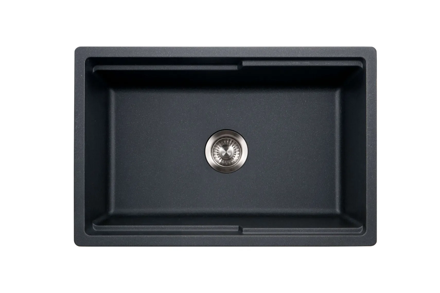 Houzer Quartztone 30" Midnite Apron Front Farmhouse Granite Composite Workstation Kitchen Sink with Accessories - W-130-MIDNITE-C