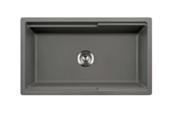 Houzer Quartztone 33" Slate Apron Front Farmhouse Granite Composite Workstation Kitchen Sink with Accessories - W-133 SLATE-C