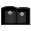 Houzer Quartztone 33" Undermount Granite Kitchen Sink, 60/40 Double Bowl, Midnite, P-175U Midnite