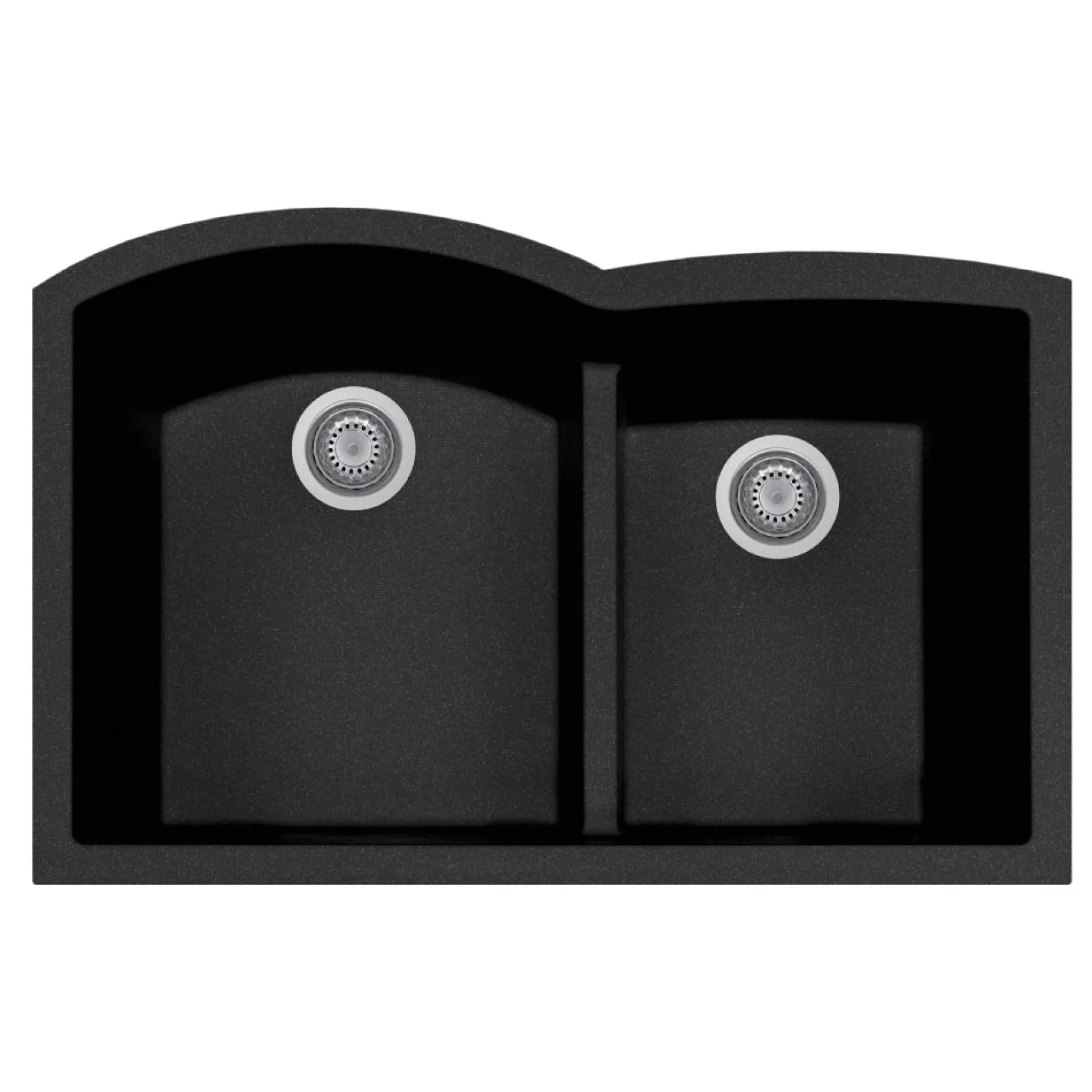 Houzer Quartztone 33" Undermount Granite Kitchen Sink, 60/40 Double Bowl, Midnite, P-175U Midnite