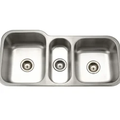 Houzer 40" Stainless Steel Undermount Triple Bowl Kitchen Sink, 18 Gauge, MGT-4120-1