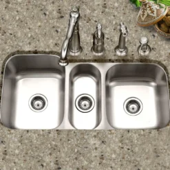 Houzer 40" Stainless Steel Undermount Triple Bowl Kitchen Sink, 18 Gauge, MGT-4120-1