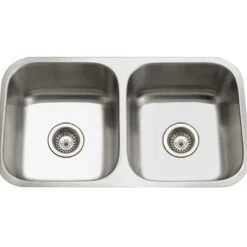 Houzer 31" Stainless Steel Undermount 50/50 Double Bowl Kitchen Sink, 18 Gauge, STD-2100-1