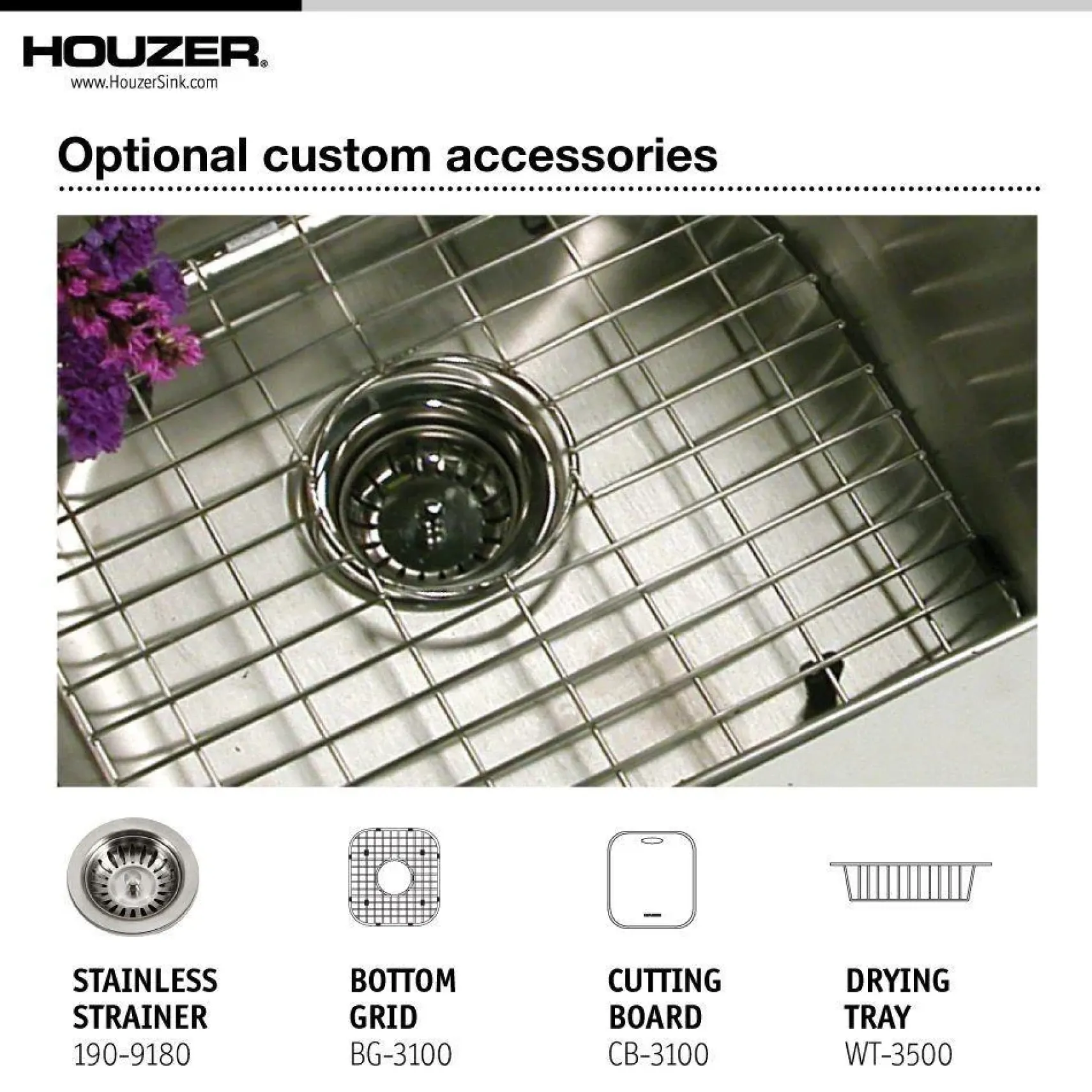 Houzer 31" Stainless Steel Undermount 50/50 Double Bowl Kitchen Sink, 18 Gauge, STD-2100-1