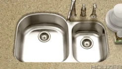 Houzer 33" Stainless Steel Undermount 70/30 Double Bowl Kitchen Sink, 18 Gauge, MC-3210SR-1