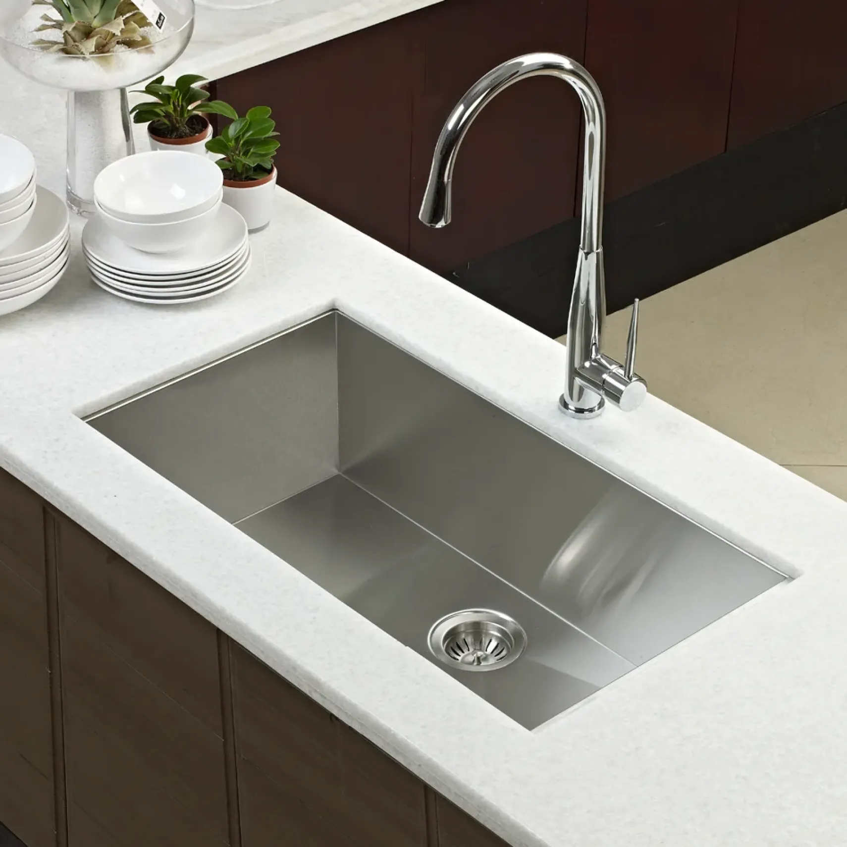 Houzer 32" Stainless Steel Undermount Single Bowl Kitchen Sink, 18 Gauge, CTG-3200