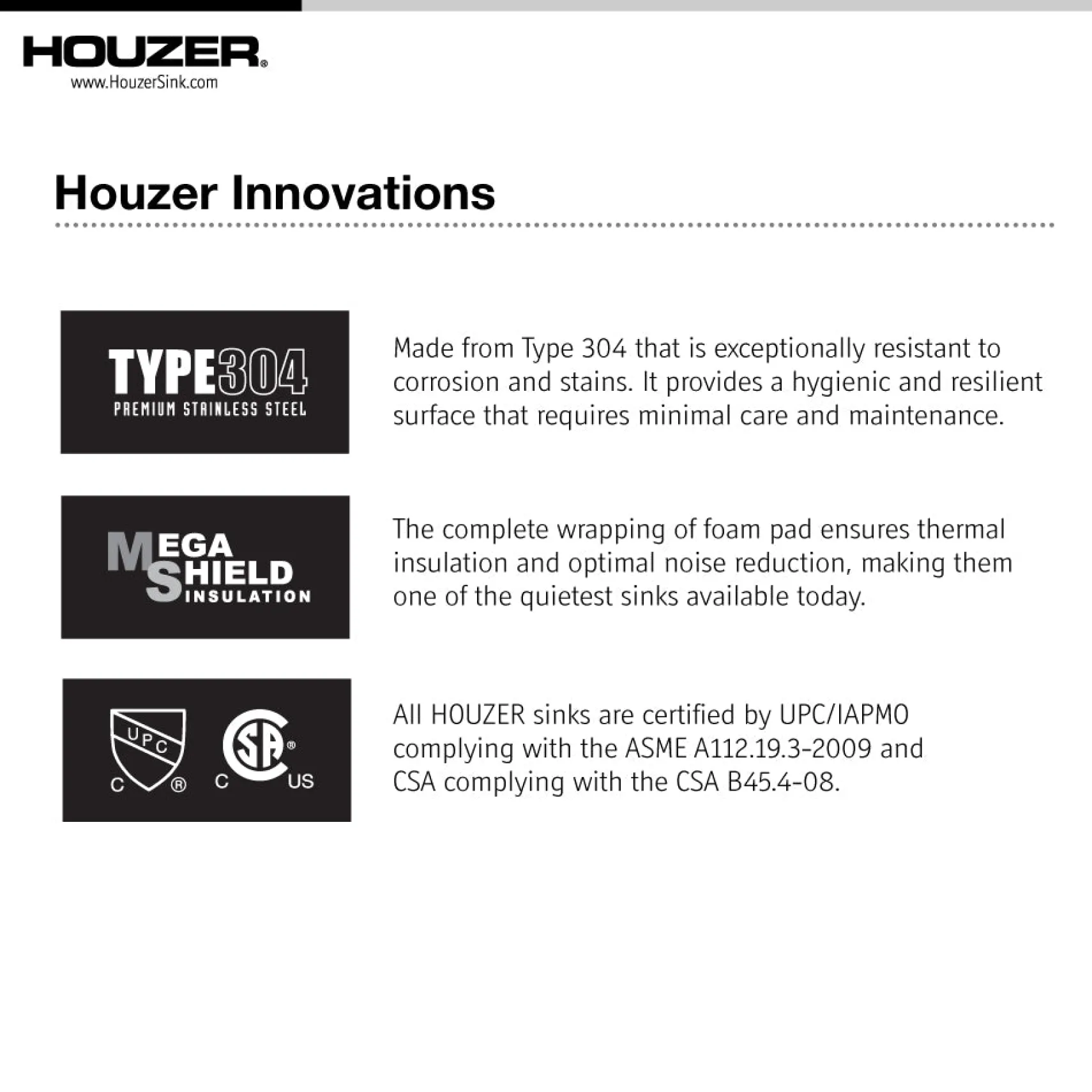 Houzer 23" Stainless Steel Undermount Zero Radius Single Bowl Kitchen Sink, 18 Gauge, CTS-2300