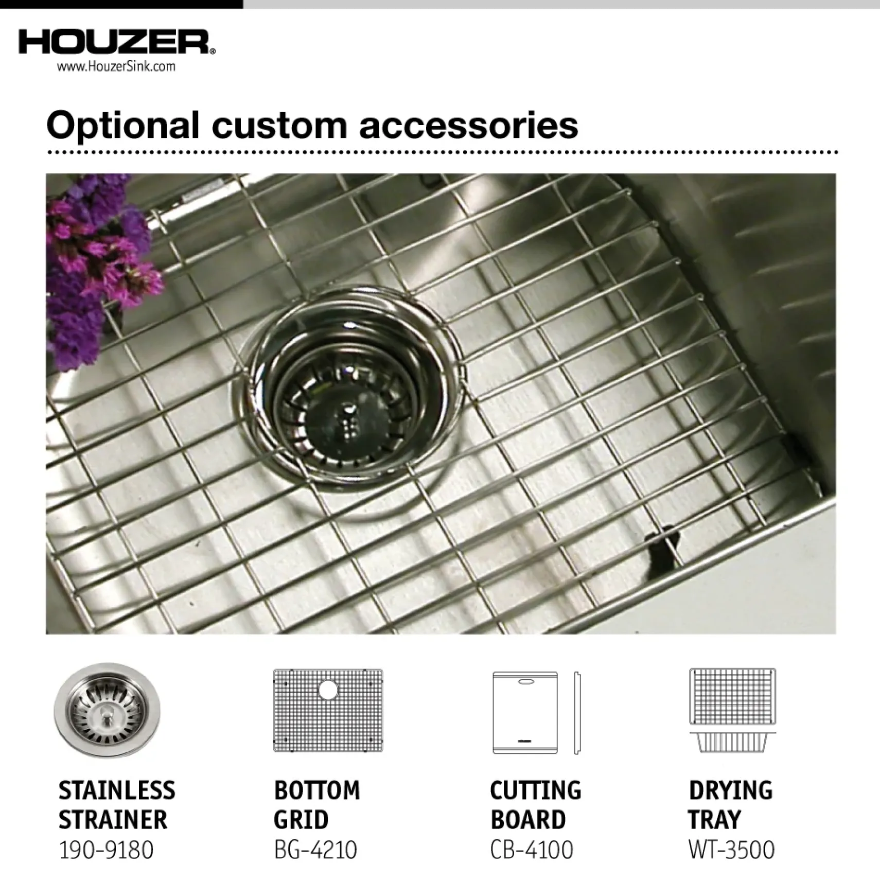 Houzer 23" Stainless Steel Undermount Zero Radius Single Bowl Kitchen Sink, 18 Gauge, CTS-2300