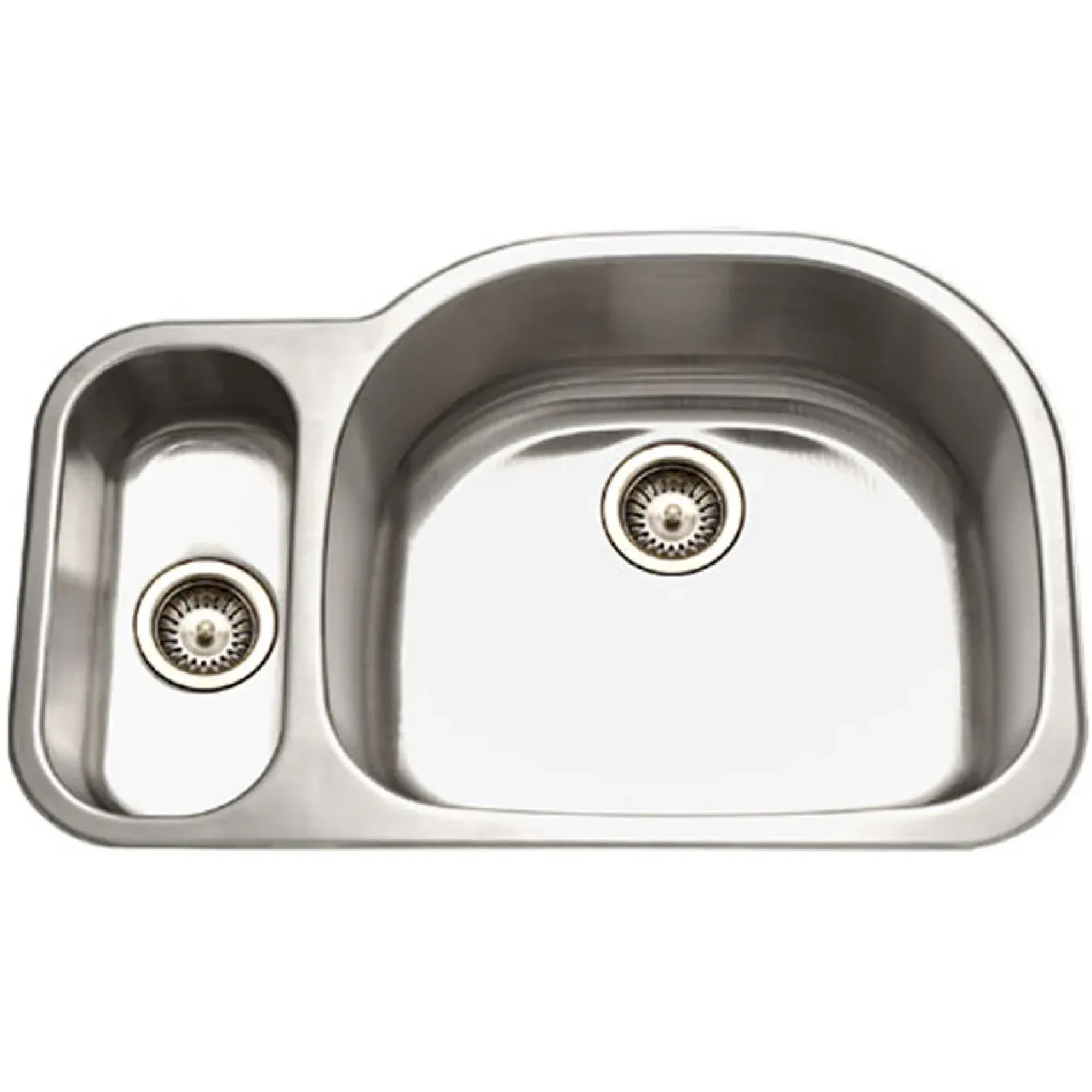 Houzer 32" Stainless Steel Undermount 80/20 Double Bowl Kitchen Sink, 18 Gauge, MG-3209SL-1