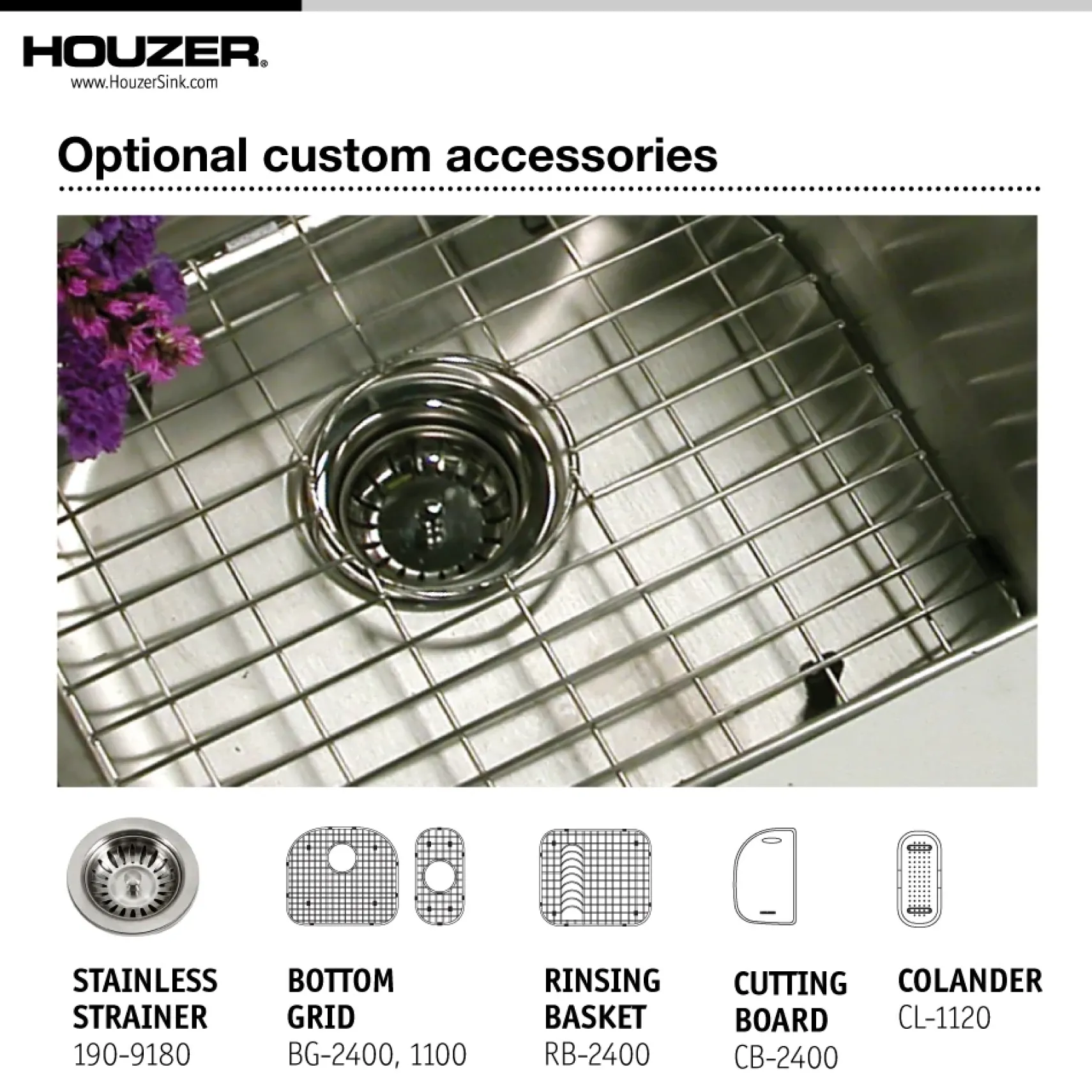 Houzer 32" Stainless Steel Undermount 80/20 Double Bowl Kitchen Sink, 18 Gauge, MG-3209SL-1