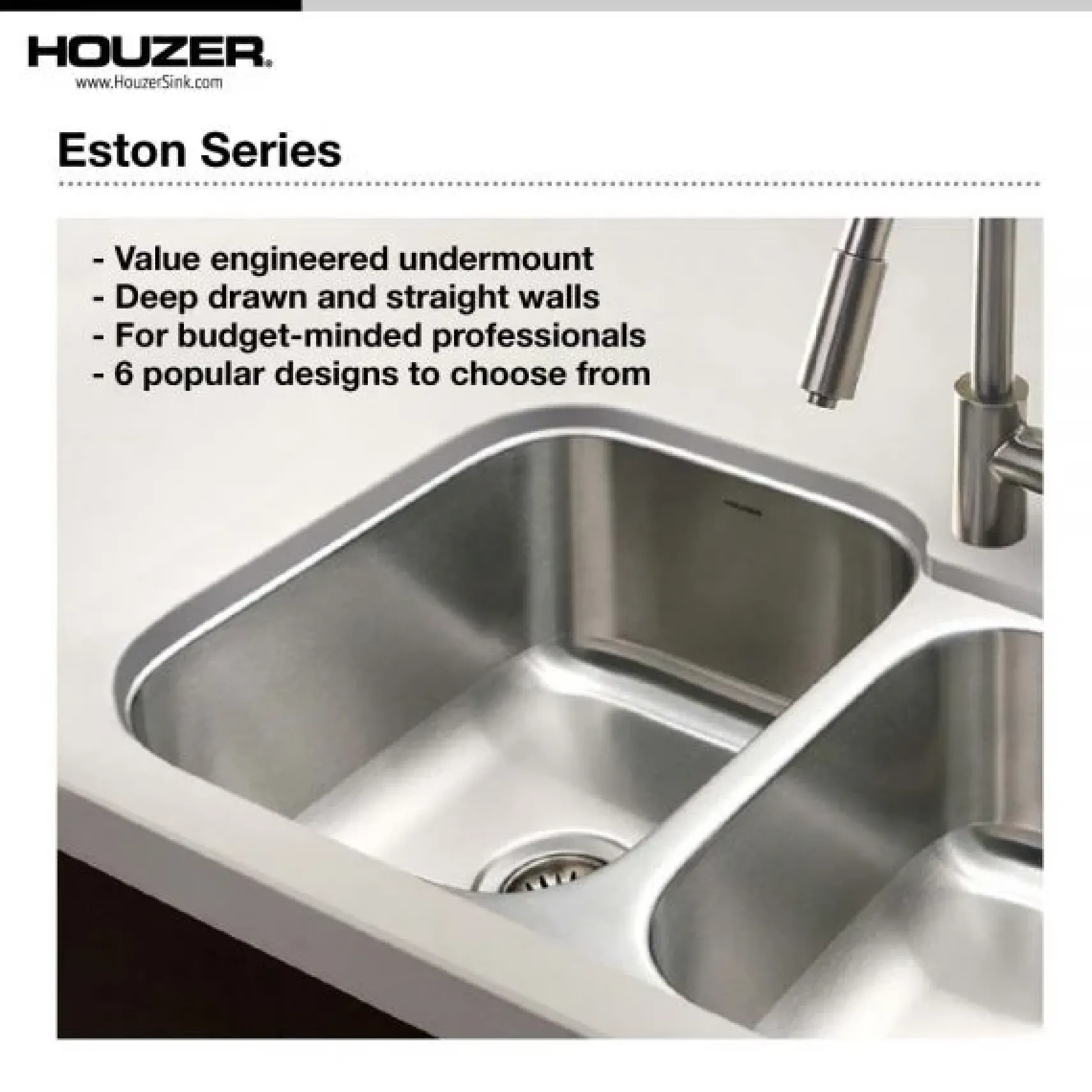 Houzer 32" Stainless Steel Undermount 70/30 Double Bowl Kitchen Sink, 18 Gauge, STC-2200SL-1