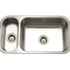 Houzer 32" Stainless Steel Undermount Double Bowl Kitchen Sink, 20 Gauge, Reversible, EHD-3118-1
